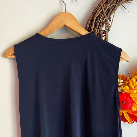 Michael Michael Kors Women Sleeveless Drape V-Neck Top Plus 1X in Midnight Blue - Picture 6 of 12
